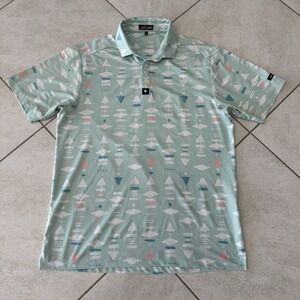 Bad Birdie Polo Shirt Mens L The Captain Geometric Performance Stretch Golf